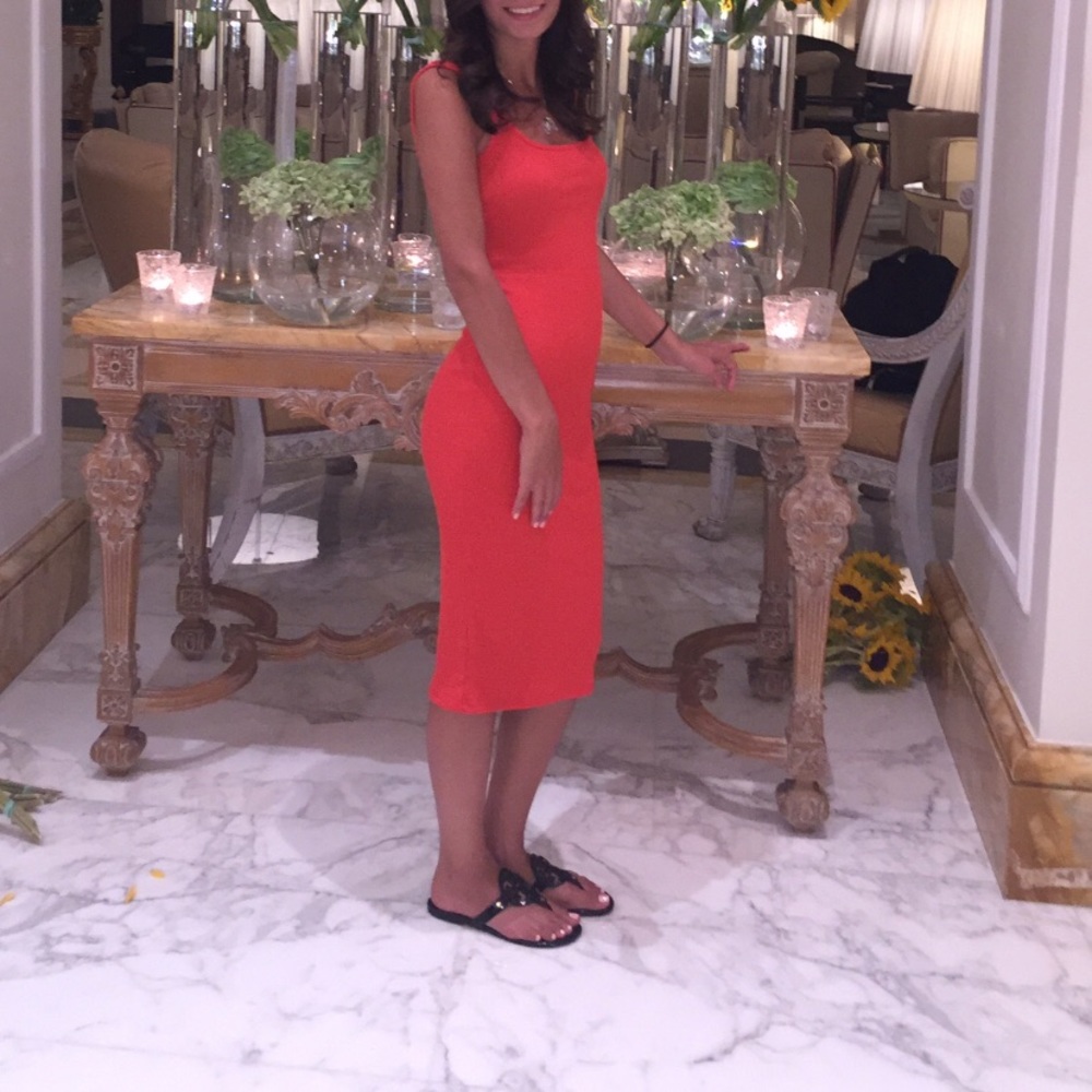 TOPSHOP Ribbed Midi Dress